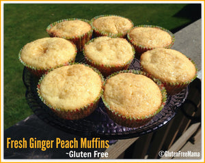 Gluten Free Fresh Peach Ginger Muffins