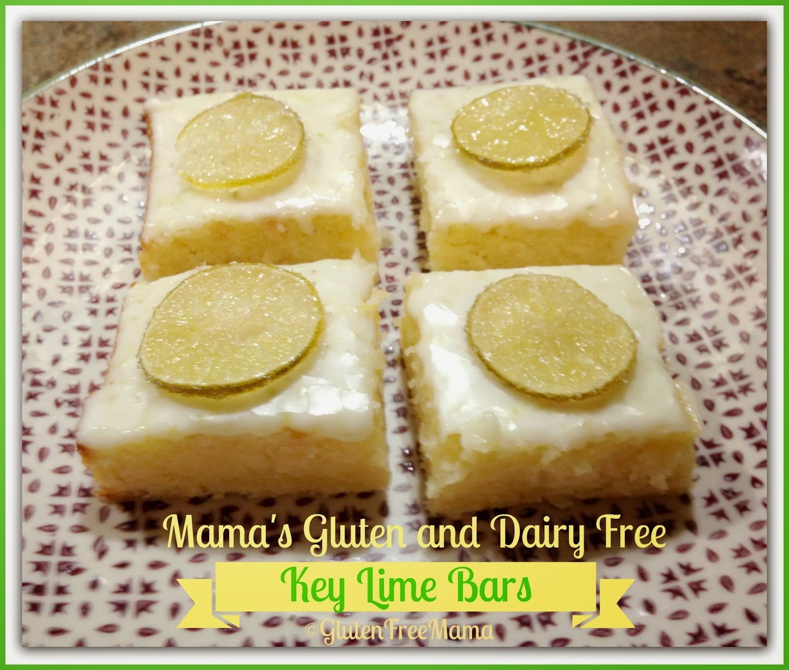 Key Lime Bars with Candied Key Limes ~ Gluten Free and Dairy Free